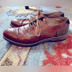 Varese Nick Lace Up Plain Toe Oxford Shoe Cognac Dress Career Men's Size 12